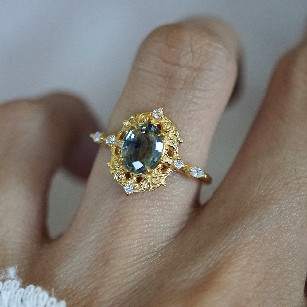 One Of A Kind: Bi-Color Sapphire Solstice Dream Ring in 14K and 18K Gold