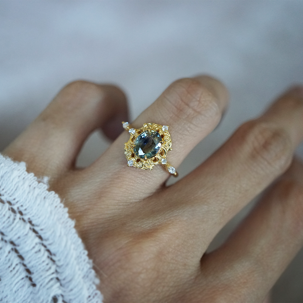 One Of A Kind: Bi-Color Sapphire Solstice Dream Ring in 14K and 18K Gold