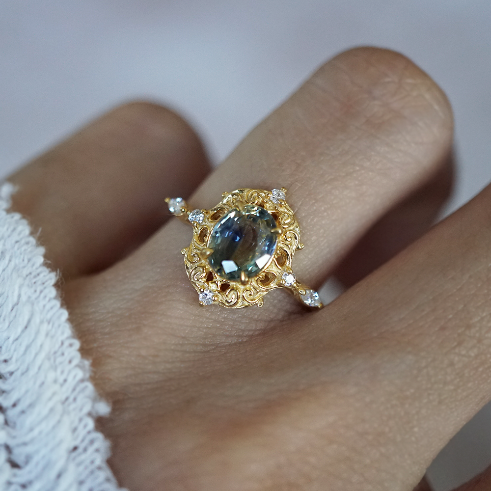 One Of A Kind: Bi-Color Sapphire Solstice Dream Ring in 14K and 18K Gold