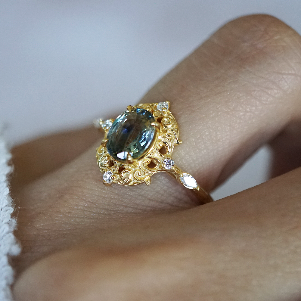 One Of A Kind: Bi-Color Sapphire Solstice Dream Ring in 14K and 18K Gold