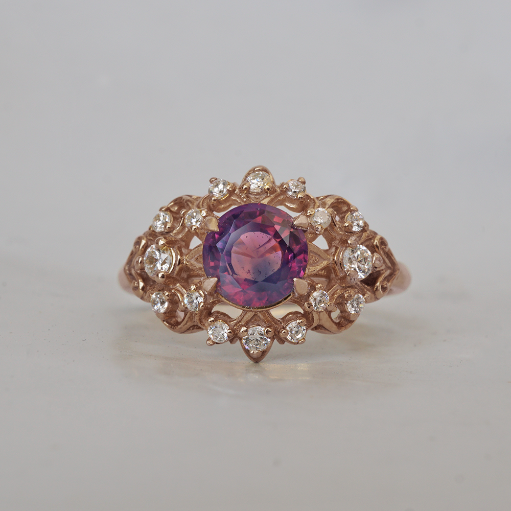 One Of A Kind: Purple Sapphire Mystique Diamond Ring in 14K and 18K Gold