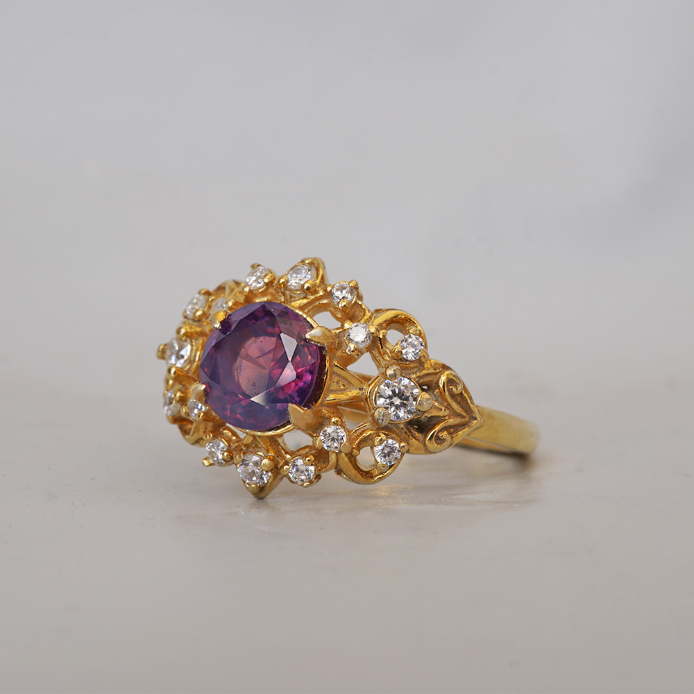 One Of A Kind: Purple Sapphire Mystique Diamond Ring in 14K and 18K Gold