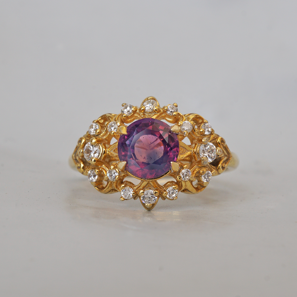 One Of A Kind: Purple Sapphire Mystique Diamond Ring in 14K and 18K Gold