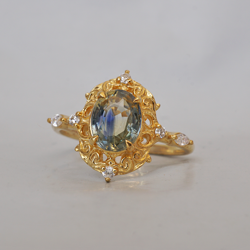 One Of A Kind: Bi-Color Sapphire Solstice Dream Ring in 14K and 18K Gold