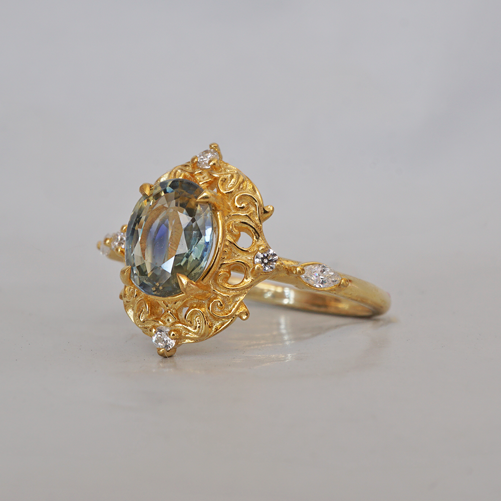 One Of A Kind: Bi-Color Sapphire Solstice Dream Ring in 14K and 18K Gold