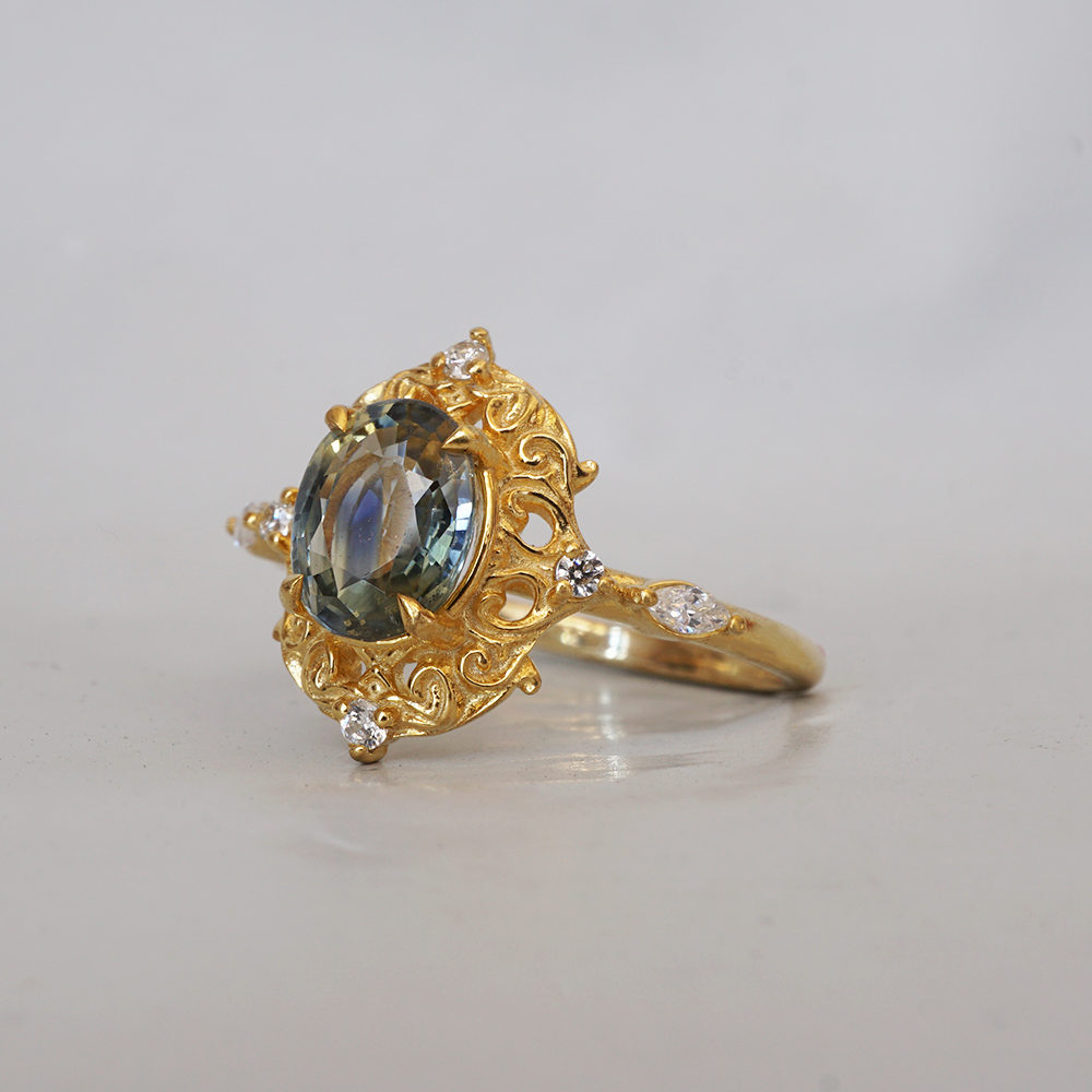 One Of A Kind: Bi-Color Sapphire Solstice Dream Ring in 14K and 18K Gold