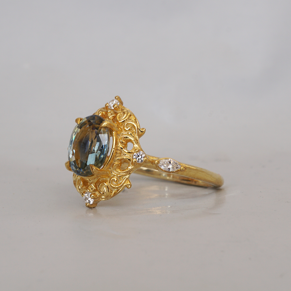 One Of A Kind: Bi-Color Sapphire Solstice Dream Ring in 14K and 18K Gold