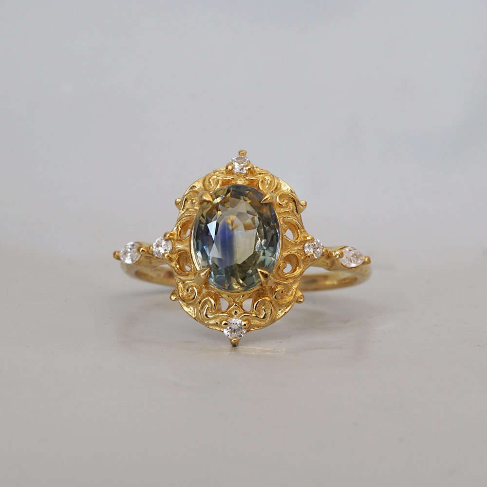 One Of A Kind: Bi-Color Sapphire Solstice Dream Ring in 14K and 18K Gold