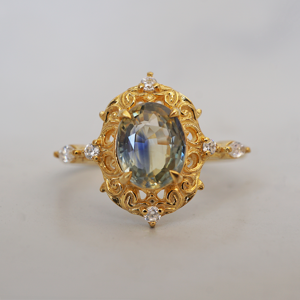 One Of A Kind: Bi-Color Sapphire Solstice Dream Ring in 14K and 18K Gold