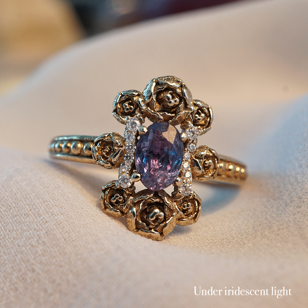 One Of A Kind: Oval Alexandrite Peonies Ring