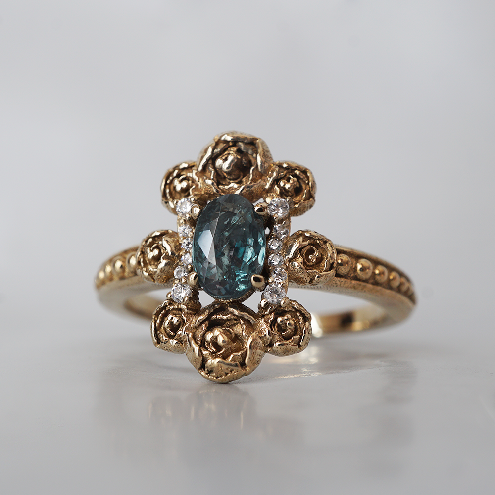 One Of A Kind: Oval Alexandrite Peonies Ring