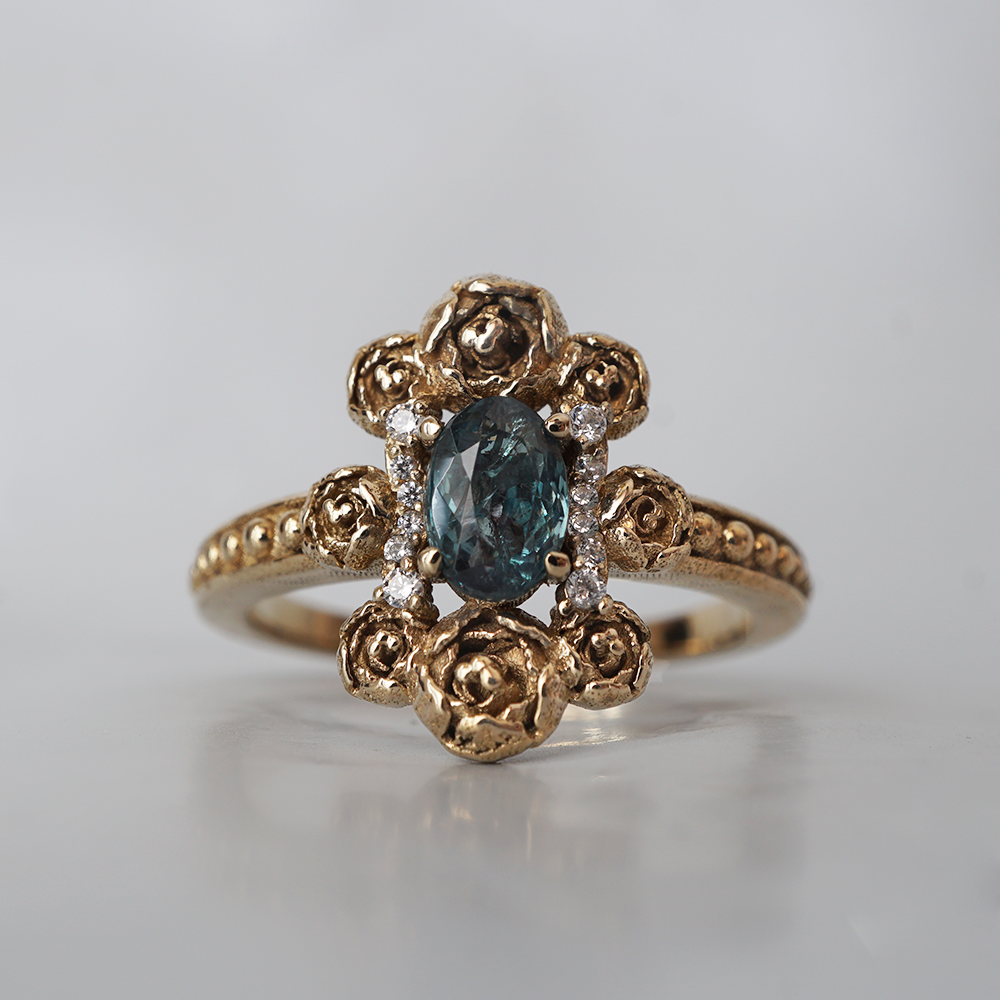 One Of A Kind: Oval Alexandrite Peonies Ring