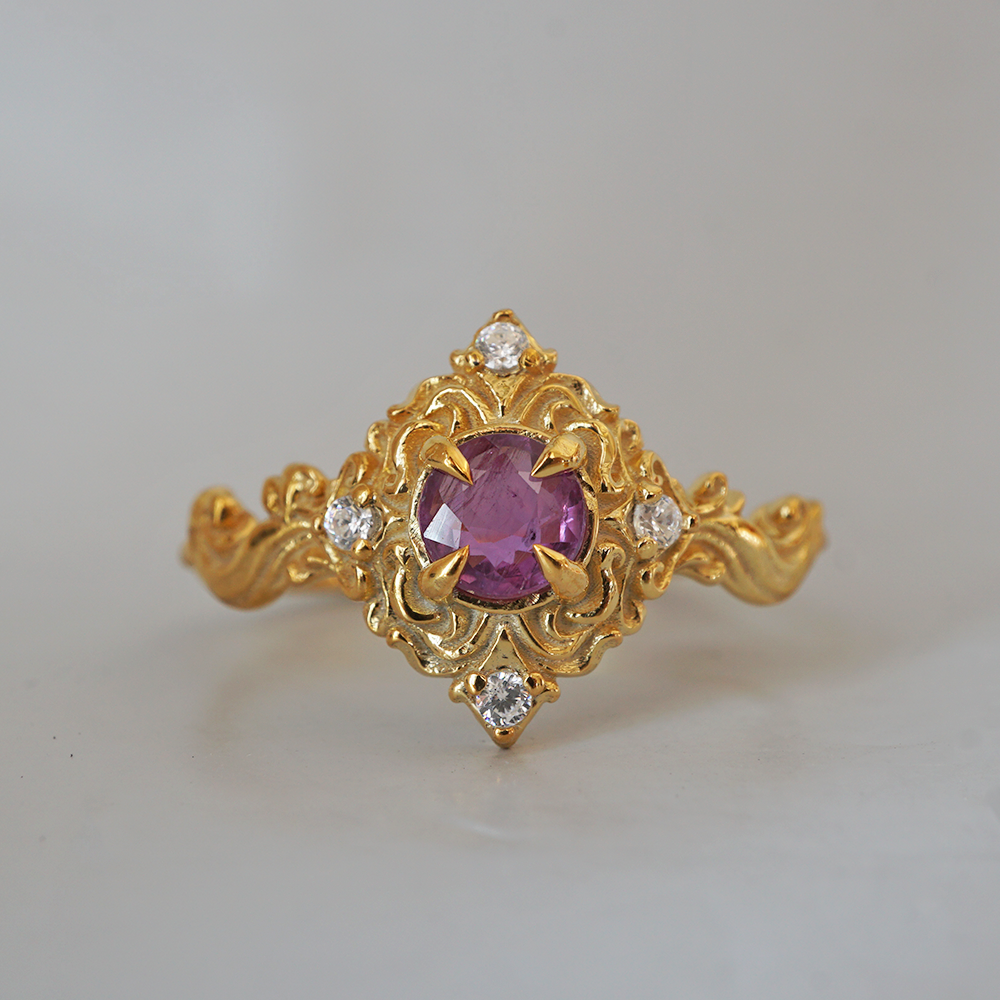 Purple Sapphire Serenade Ring in 14K and 18K Gold