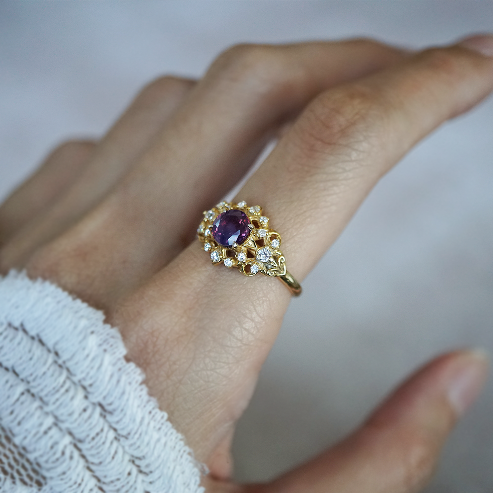 One Of A Kind: Purple Sapphire Mystique Diamond Ring in 14K and 18K Gold