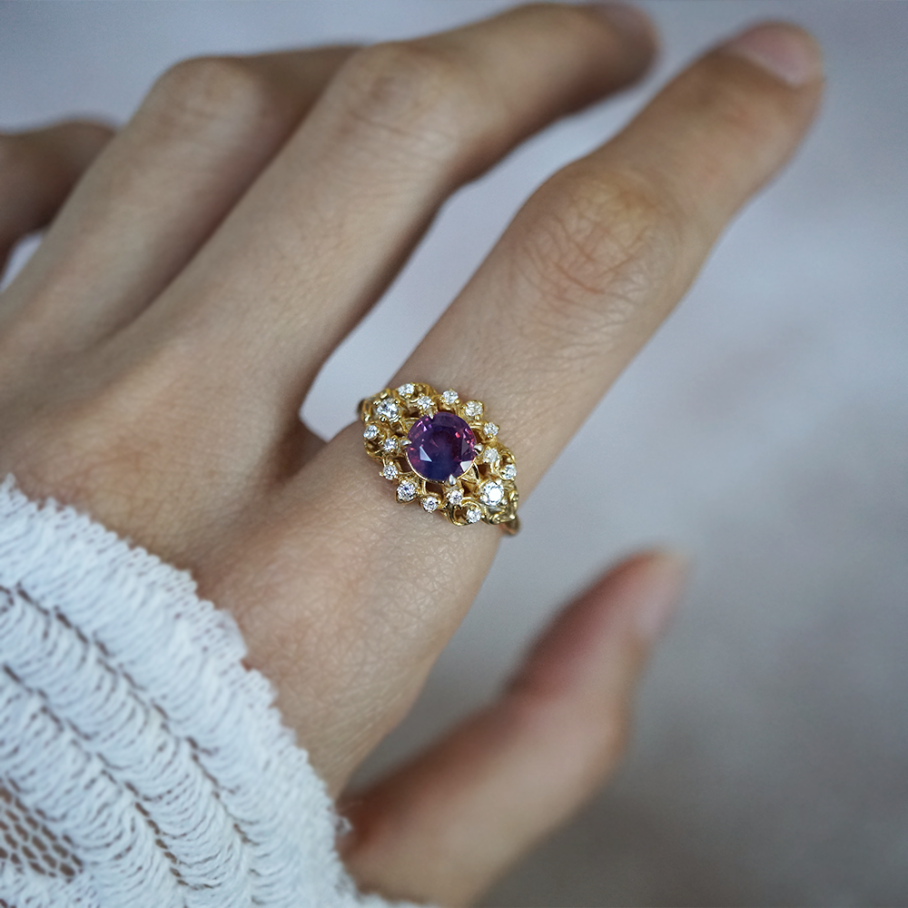 One Of A Kind: Purple Sapphire Mystique Diamond Ring in 14K and 18K Gold