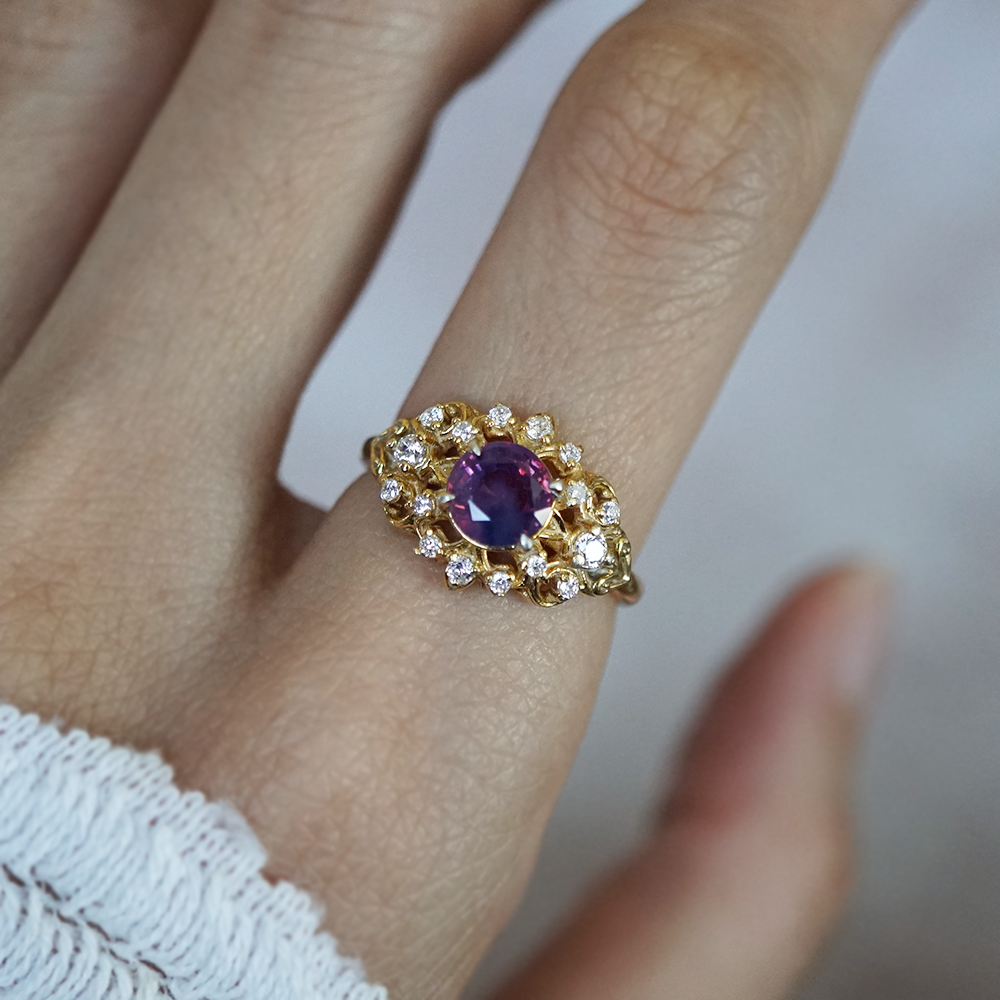 One Of A Kind: Purple Sapphire Mystique Diamond Ring in 14K and 18K Gold