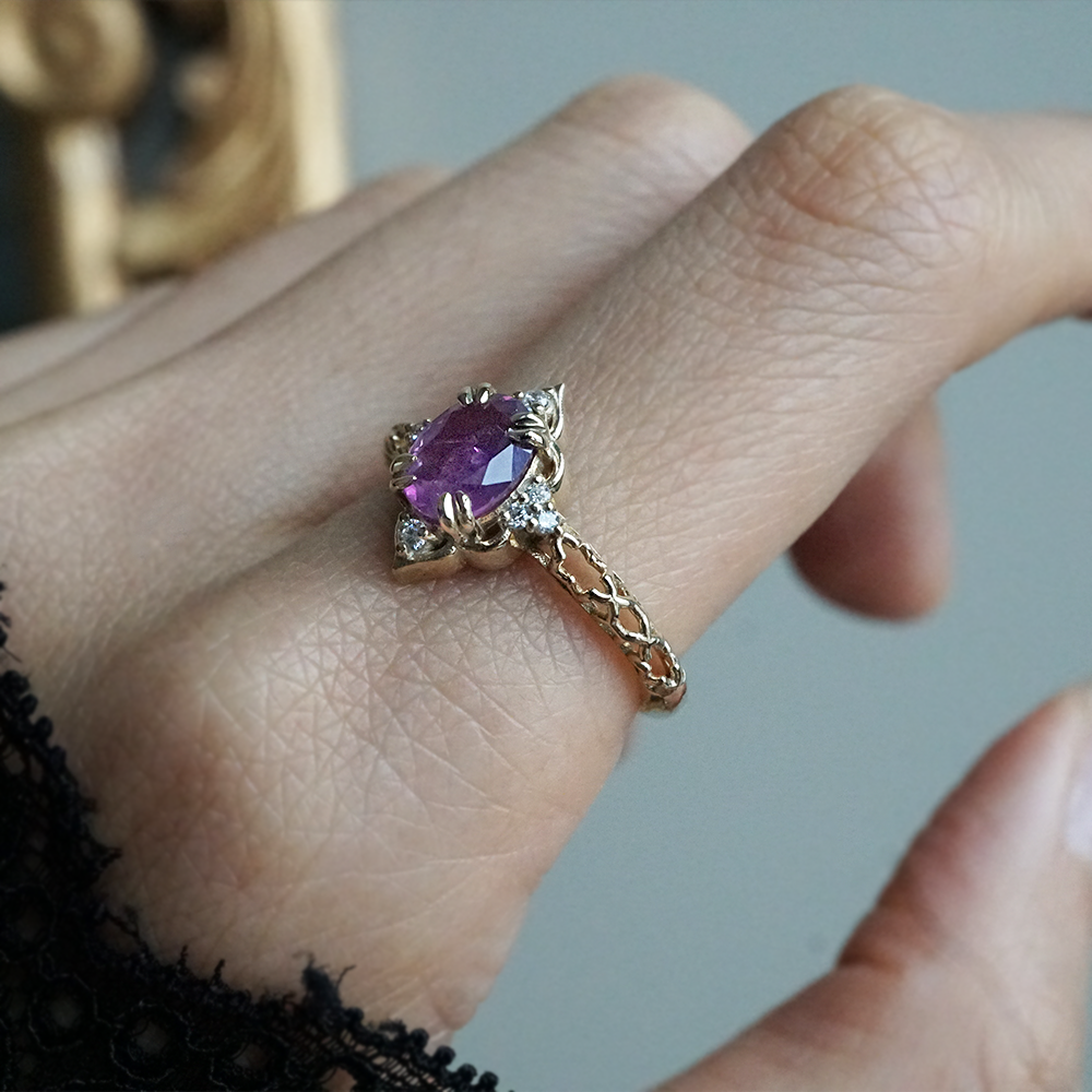 Cairo Starry Night Purple Sapphire Ring in 14K and 18K Gold