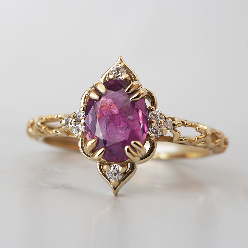 Cairo Starry Night Purple Sapphire Ring in 14K and 18K Gold