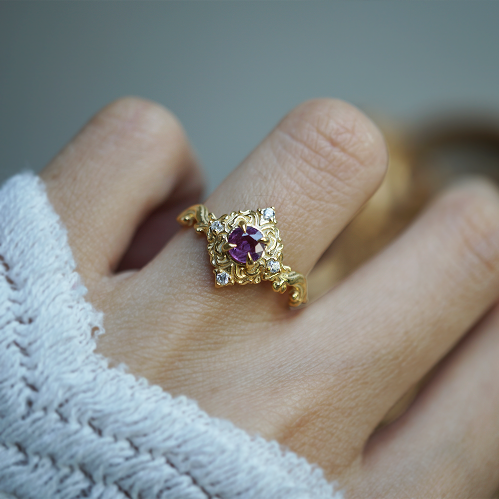 Purple Sapphire Serenade Ring in 14K and 18K Gold