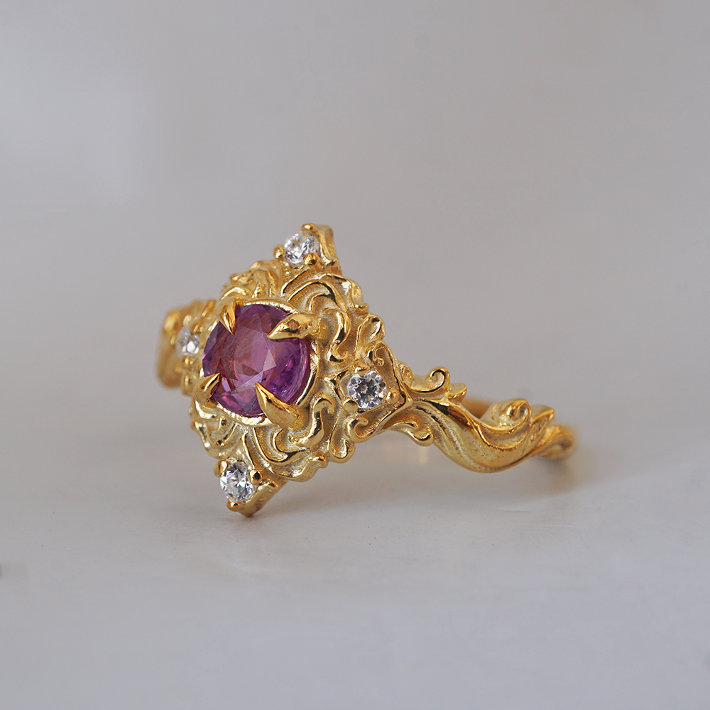 Purple Sapphire Serenade Ring in 14K and 18K Gold