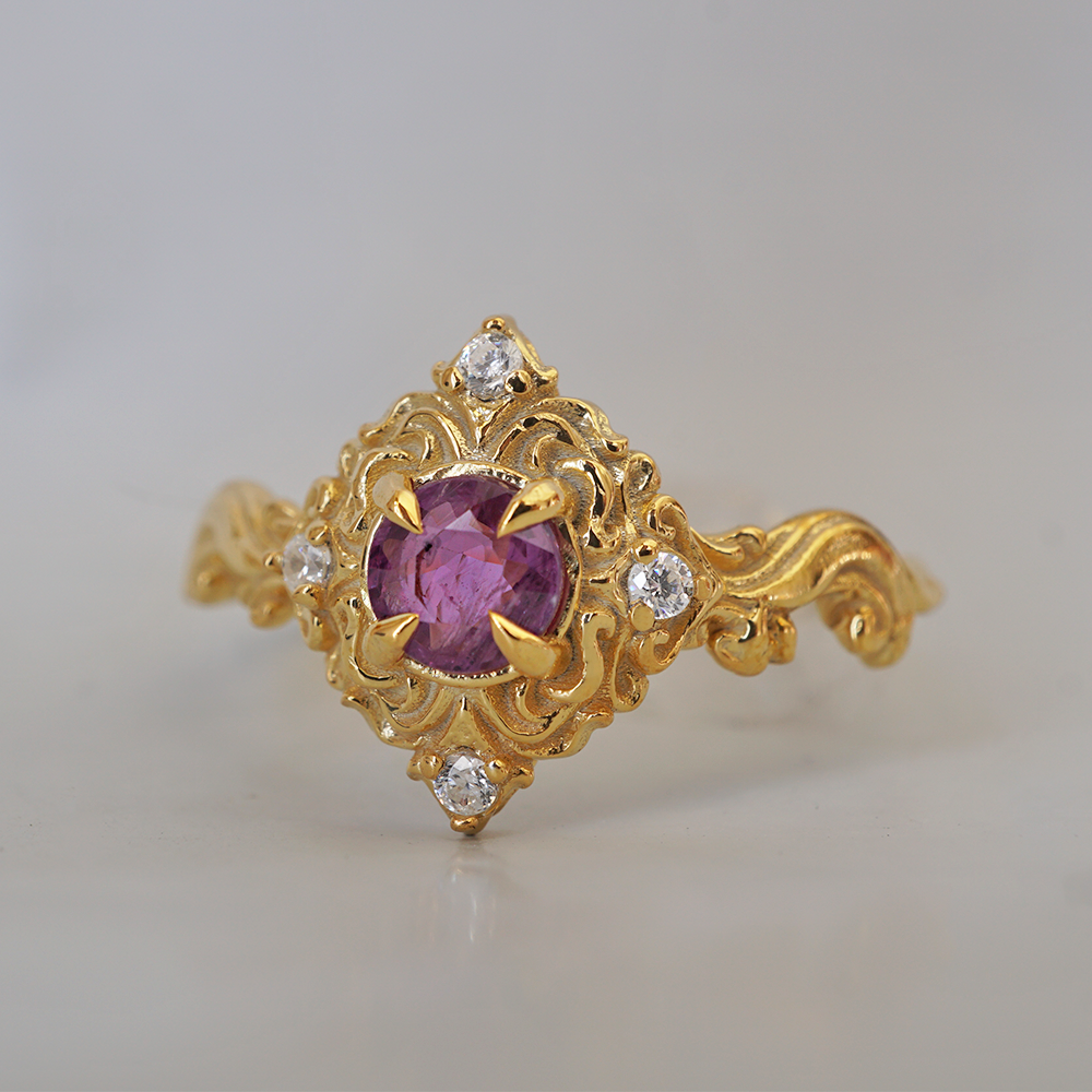 Purple Sapphire Serenade Ring in 14K and 18K Gold