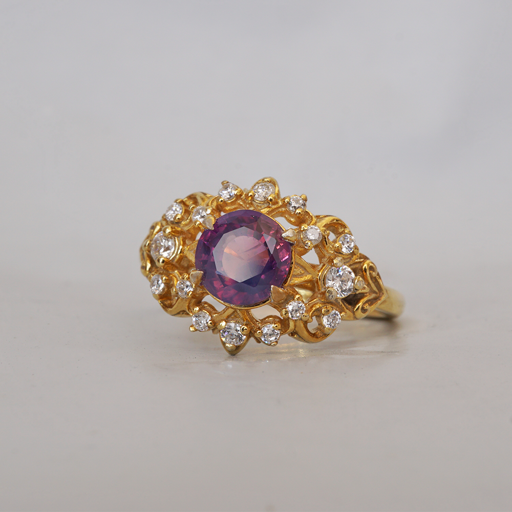 One Of A Kind: Purple Sapphire Mystique Diamond Ring in 14K and 18K Gold