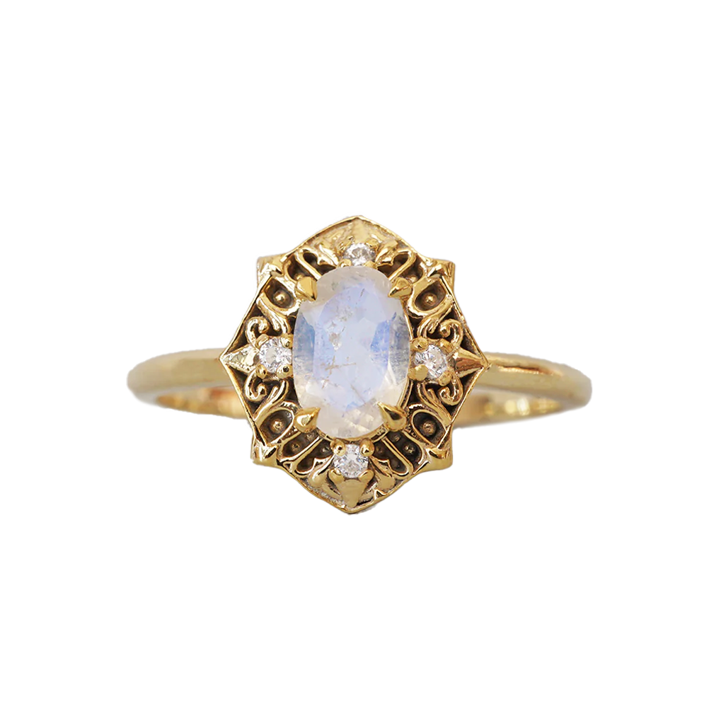 Moonstone Regalia Ring in 14K and 18K Gold