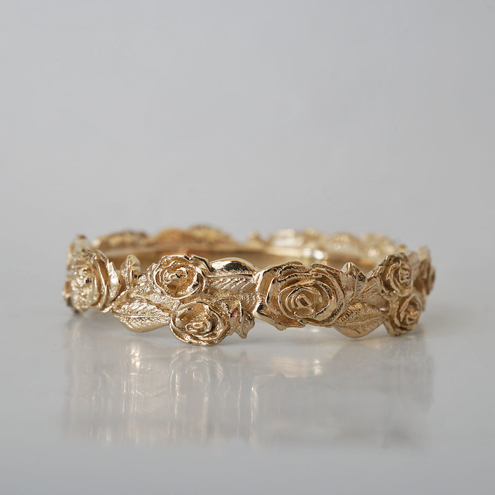 Floral Roses Eternity Band in 14K and 18K Gold