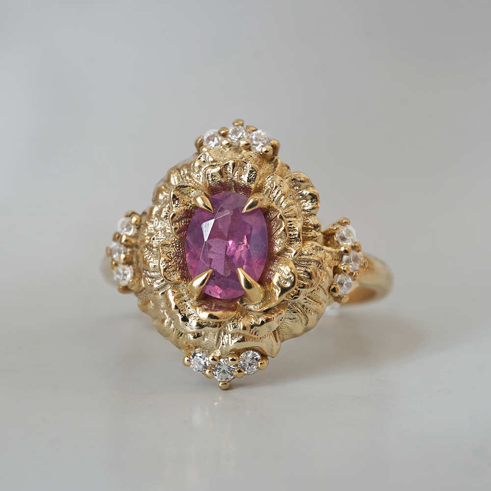 Purple Sapphire Serenade Rose Ring in 14K and 18K Gold