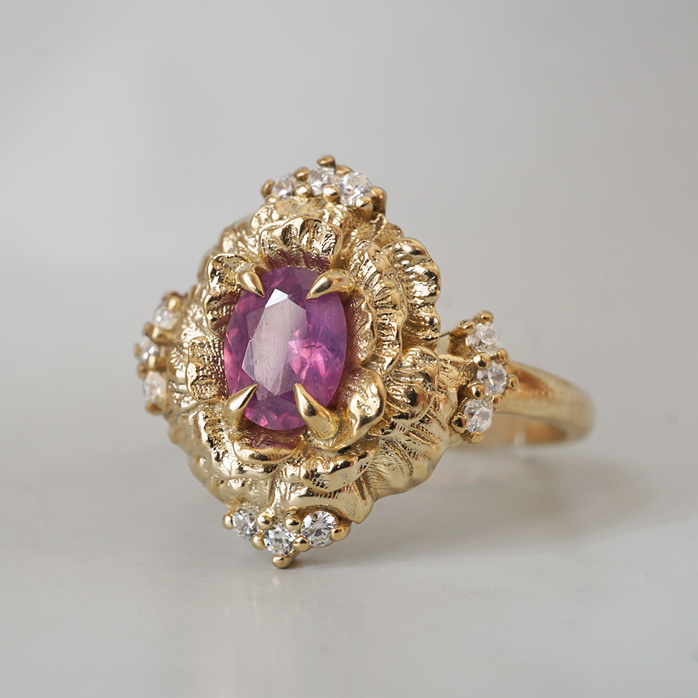 Purple Sapphire Serenade Rose Ring in 14K and 18K Gold