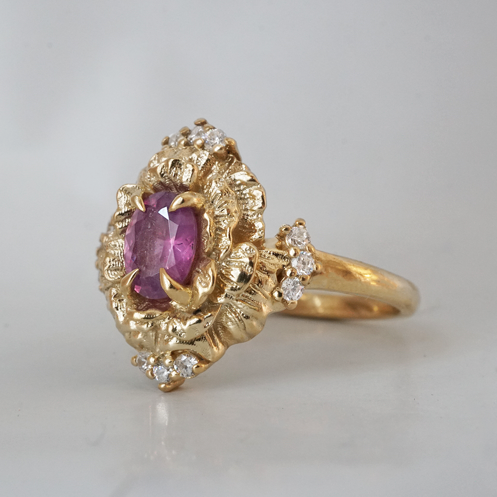 Purple Sapphire Serenade Rose Ring in 14K and 18K Gold