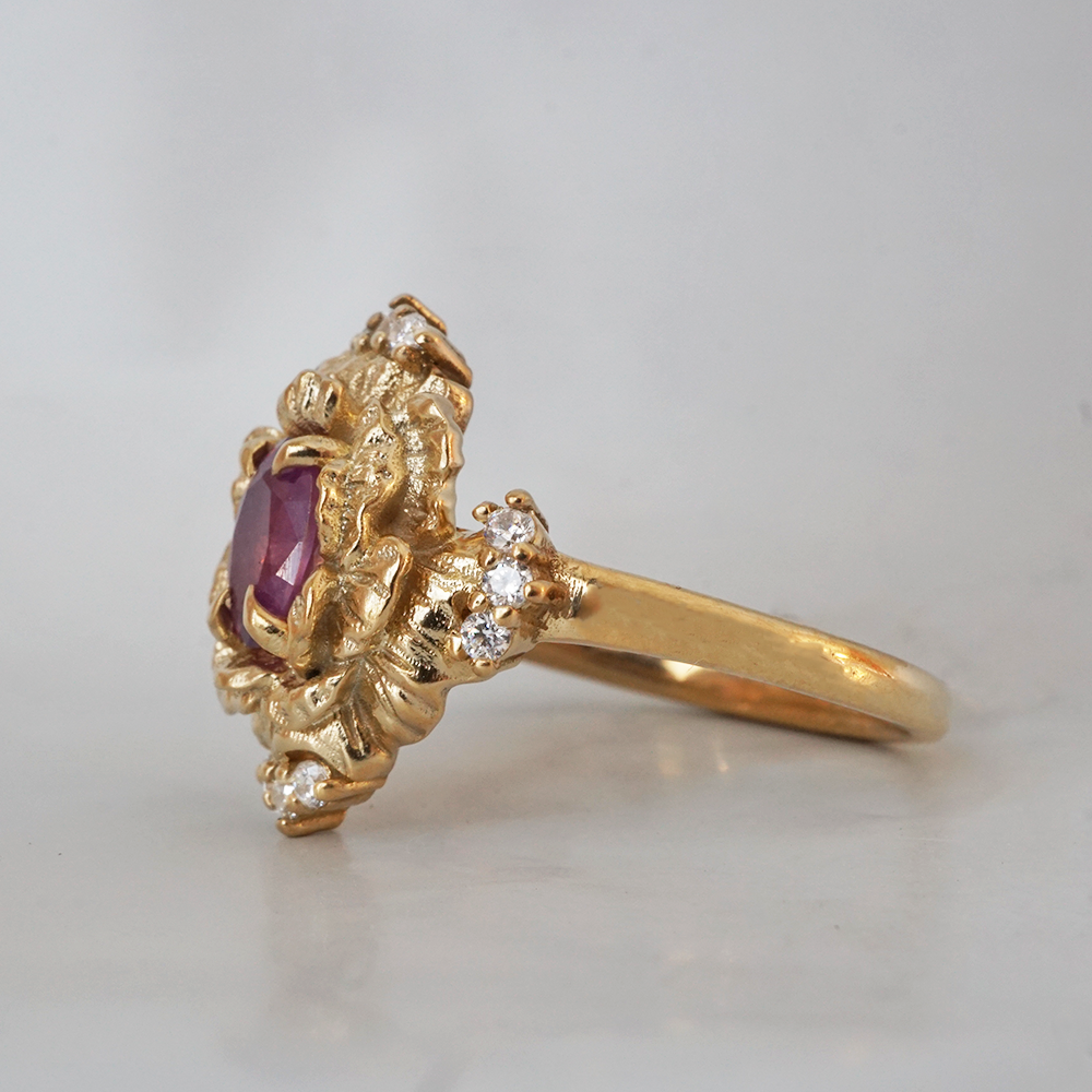 Purple Sapphire Serenade Rose Ring in 14K and 18K Gold