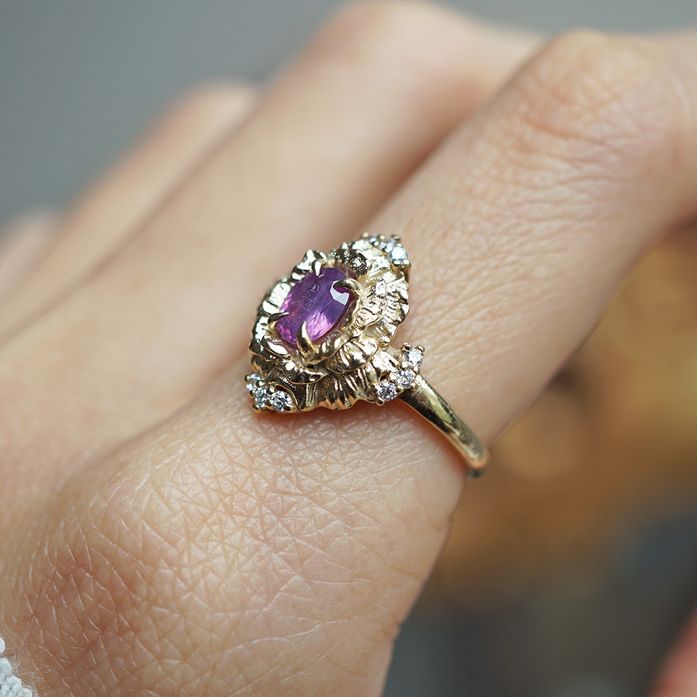 Purple Sapphire Serenade Rose Ring in 14K and 18K Gold