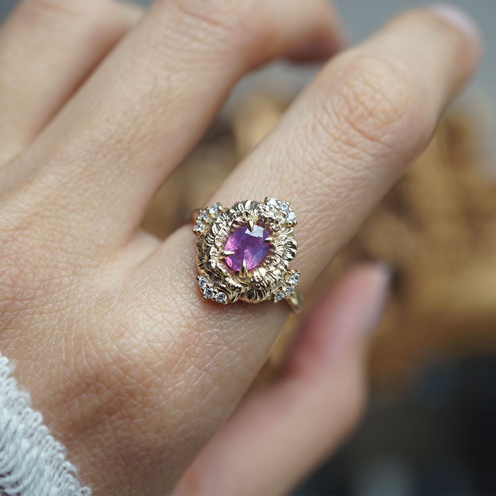 Purple Sapphire Serenade Rose Ring in 14K and 18K Gold