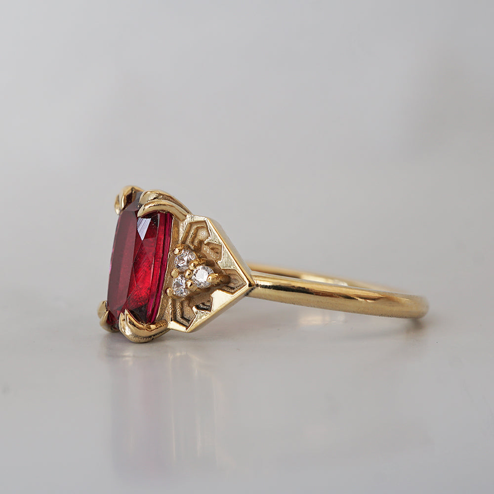 One Of A Kind: Alhambra Glow Rubellite Cushion Ring in 14K and 18K Gold