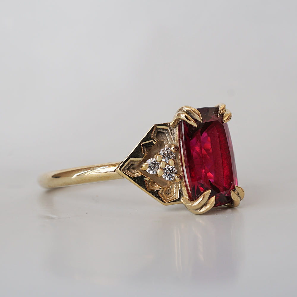 One Of A Kind: Alhambra Glow Rubellite Cushion Ring in 14K and 18K Gold