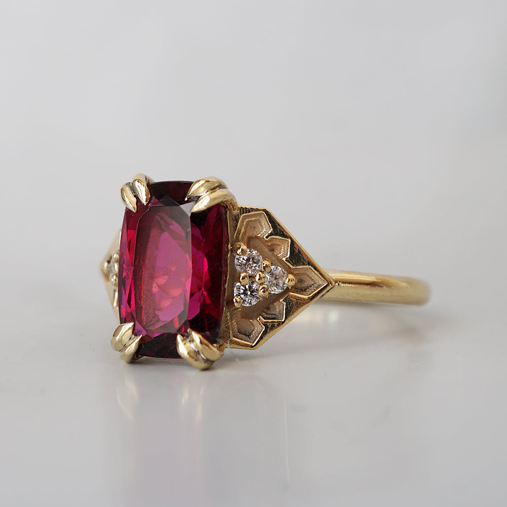 One Of A Kind: Alhambra Glow Rubellite Cushion Ring in 14K and 18K Gold