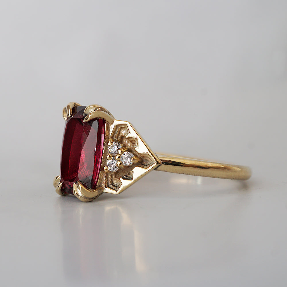 One Of A Kind: Alhambra Glow Rubellite Cushion Ring in 14K and 18K Gold