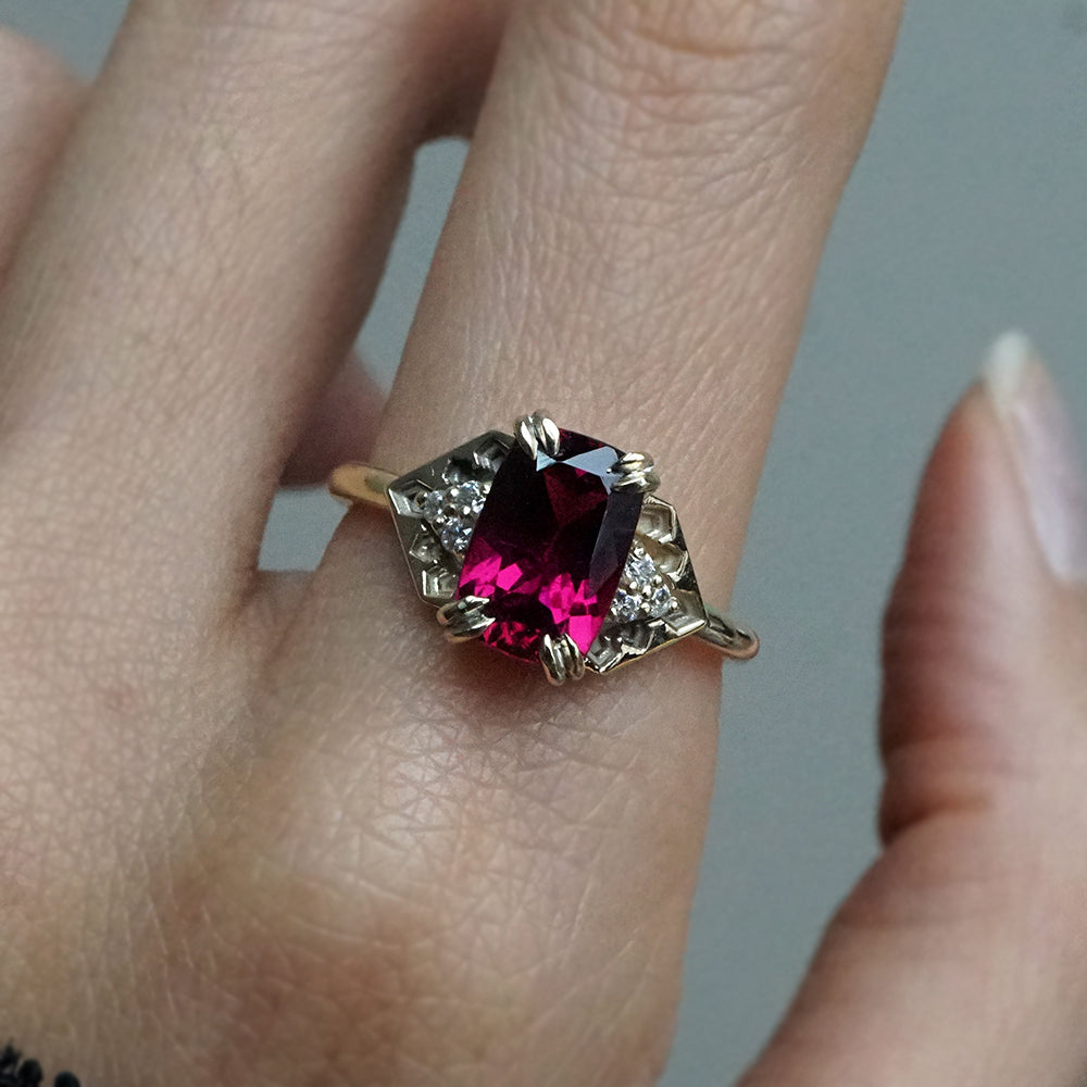 One Of A Kind: Alhambra Glow Rubellite Cushion Ring in 14K and 18K Gold