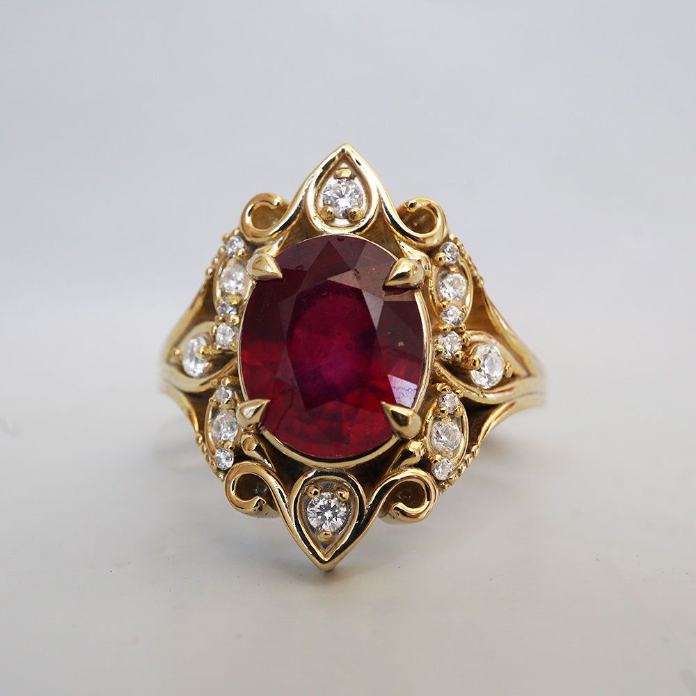 Crimson Majesty Ruby Diamond Ring in 14K and 18K Gold