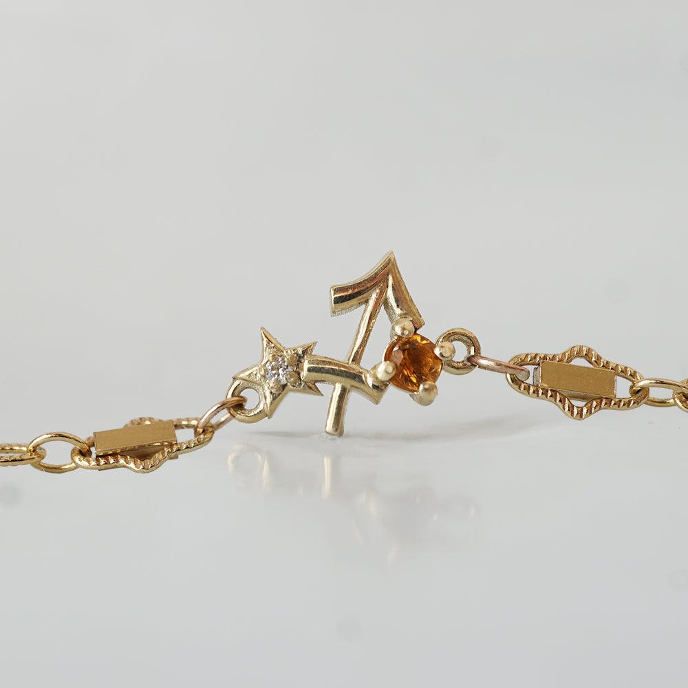 14K Sagittarius Horoscope Birthstone Bracelet (Citrine + Blue Topaz) - Tippy Taste Jewelry