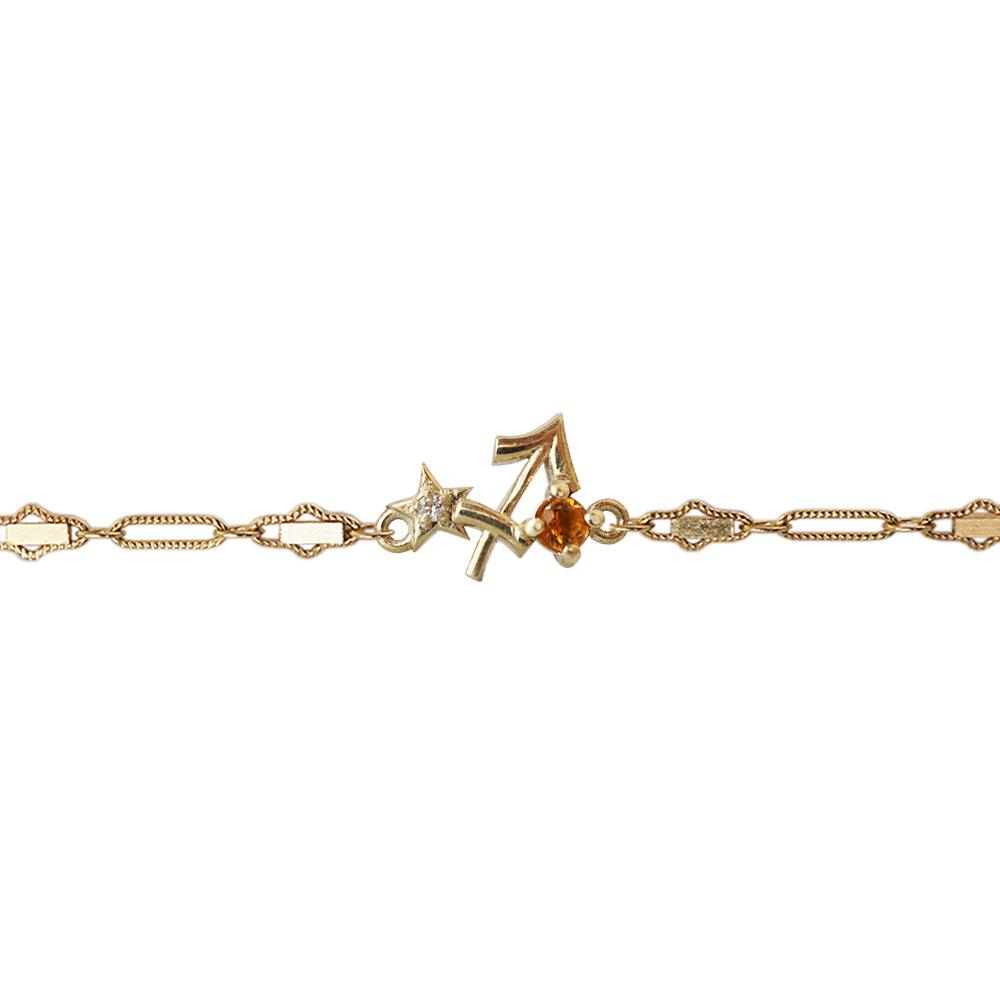 14K Sagittarius Horoscope Birthstone Bracelet (Citrine + Blue Topaz) - Tippy Taste Jewelry