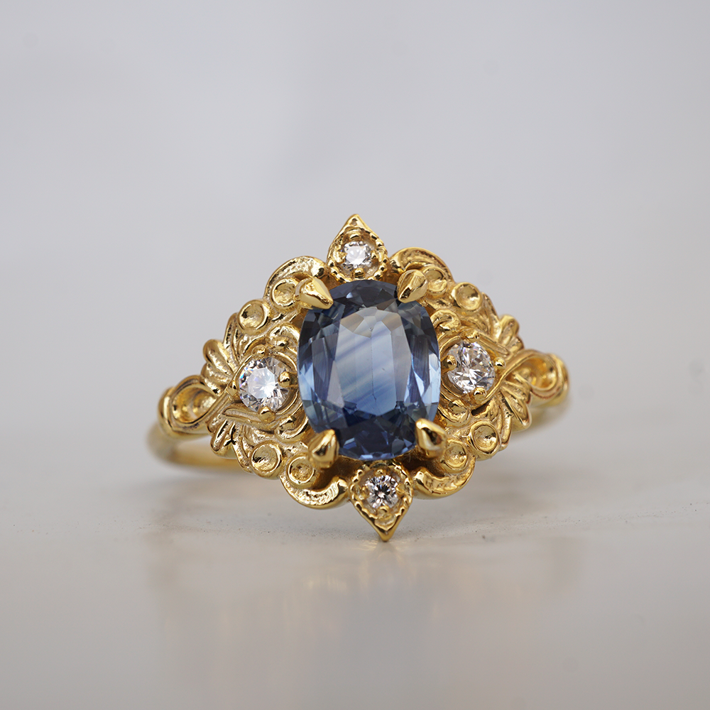 Serenade of the Sky Sapphire Diamond Ring in 14K and 18K Gold