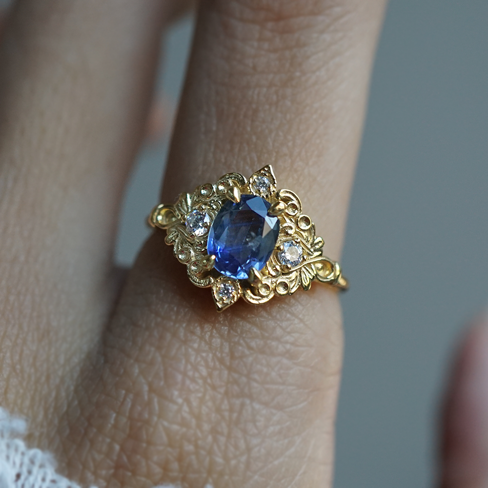 Serenade of the Sky Sapphire Diamond Ring in 14K and 18K Gold