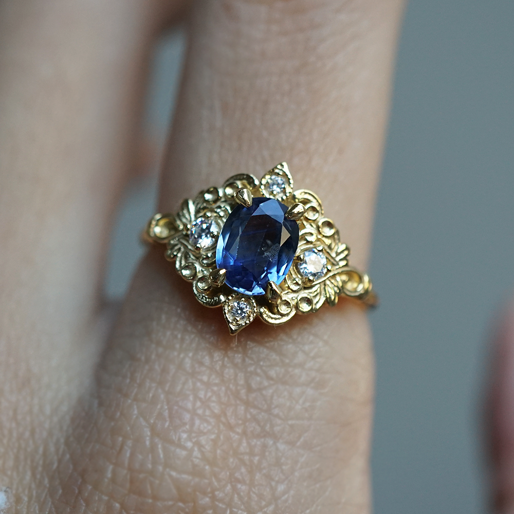 Serenade of the Sky Sapphire Diamond Ring in 14K and 18K Gold