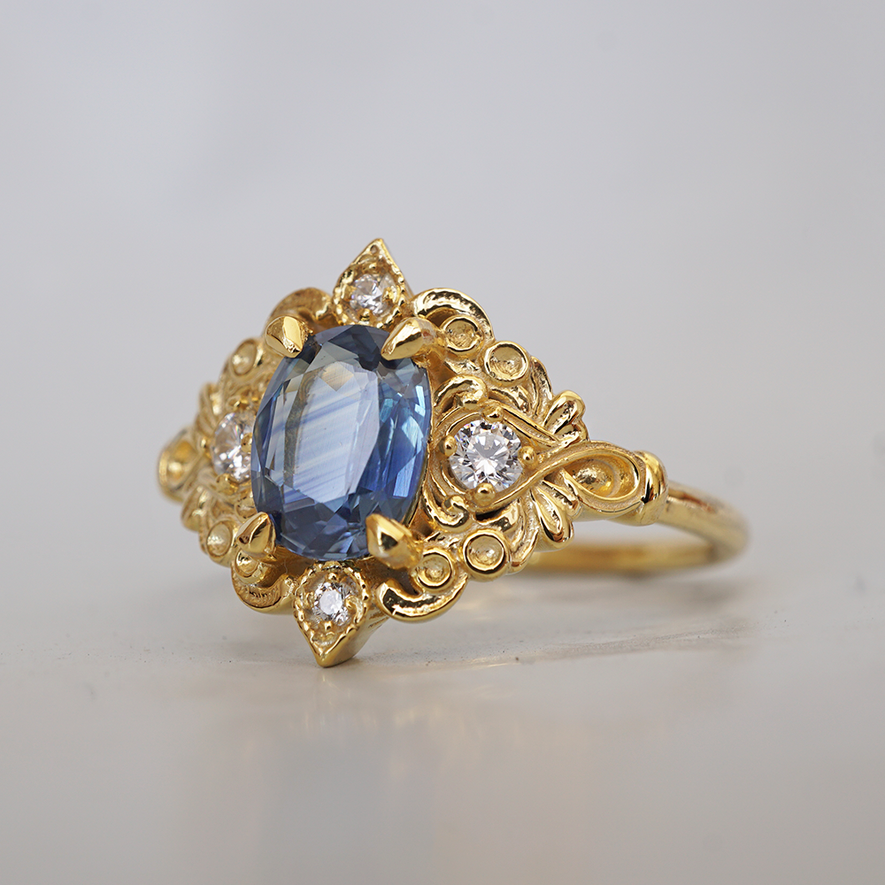 Serenade of the Sky Sapphire Diamond Ring in 14K and 18K Gold