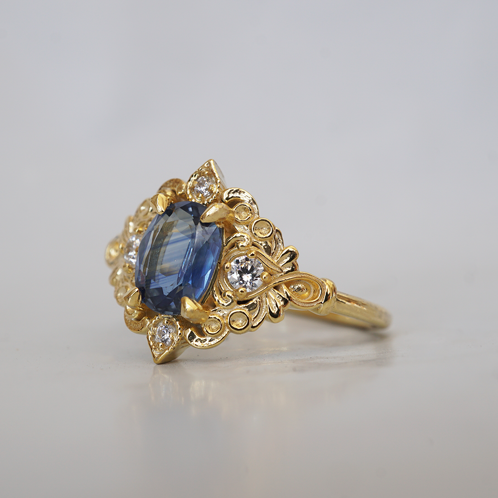 Serenade of the Sky Sapphire Diamond Ring in 14K and 18K Gold