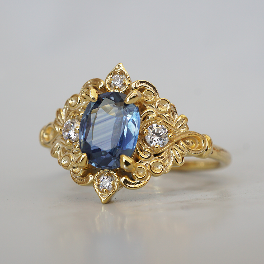 Serenade of the Sky Sapphire Diamond Ring in 14K and 18K Gold