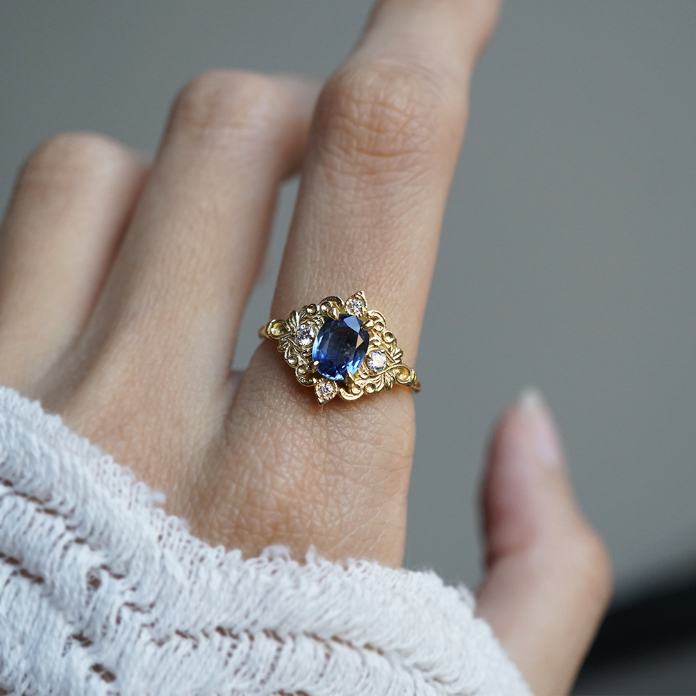 Serenade of the Sky Sapphire Diamond Ring in 14K and 18K Gold