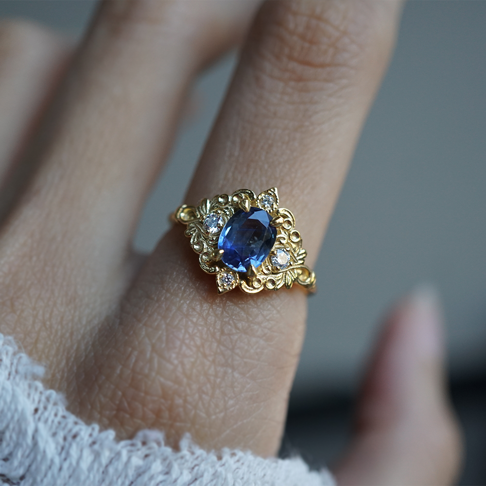 Serenade of the Sky Sapphire Diamond Ring in 14K and 18K Gold